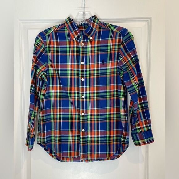 EUC Boys Ralph Lauren Plaid Long Sleeve Shirt Sz. 10-12 - Picture 1 of 6